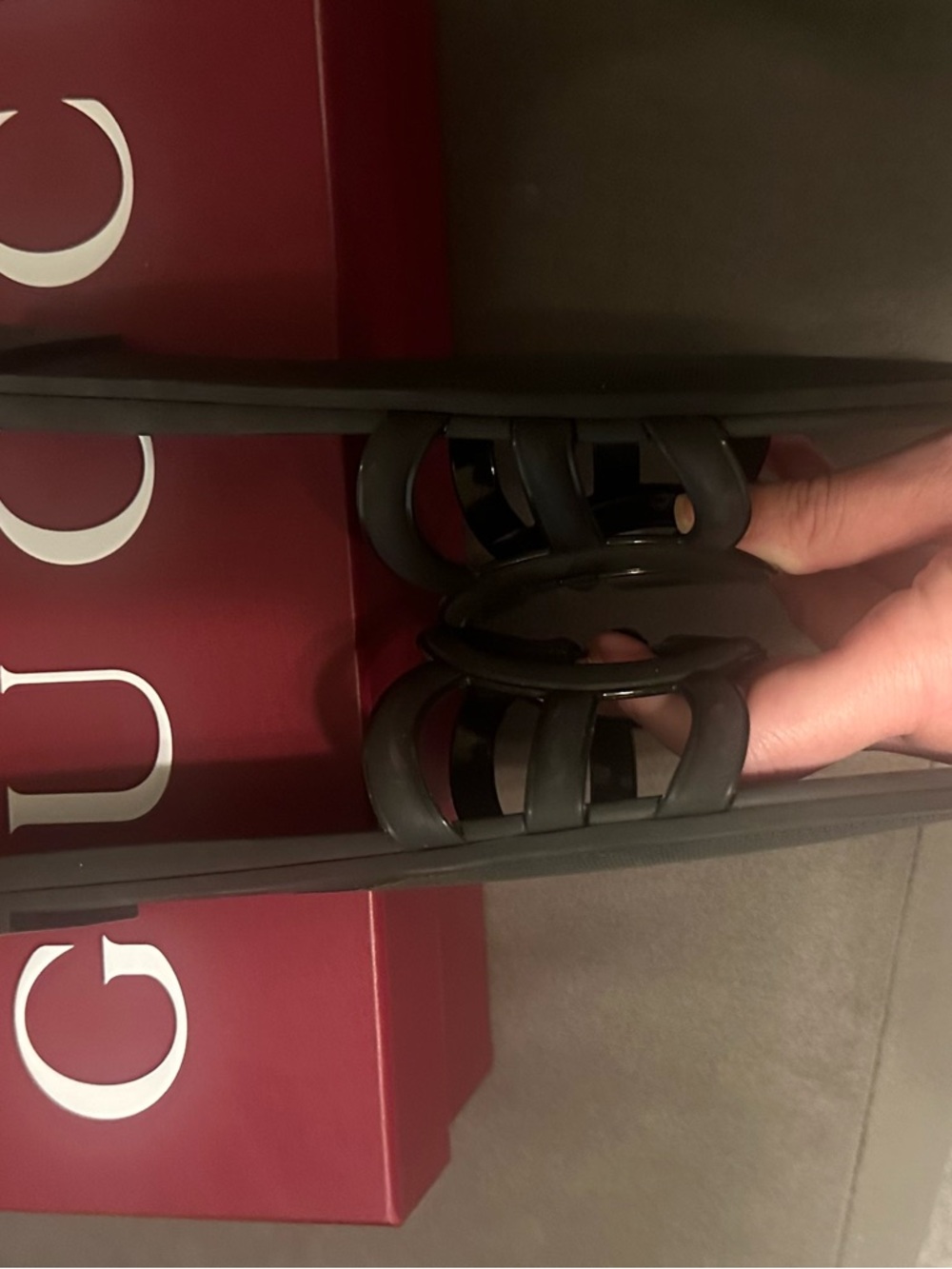 Gucci Black Interlocking GG Rubber Slide Sandals - Picture 5 of 9